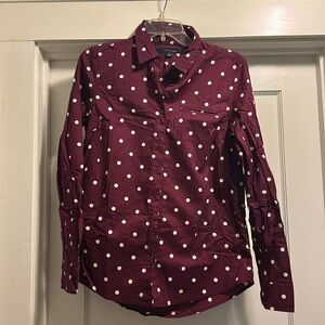 Tommy Hilfiger Women’s Purple Polka Dot Button-Up Shirt - Size Small